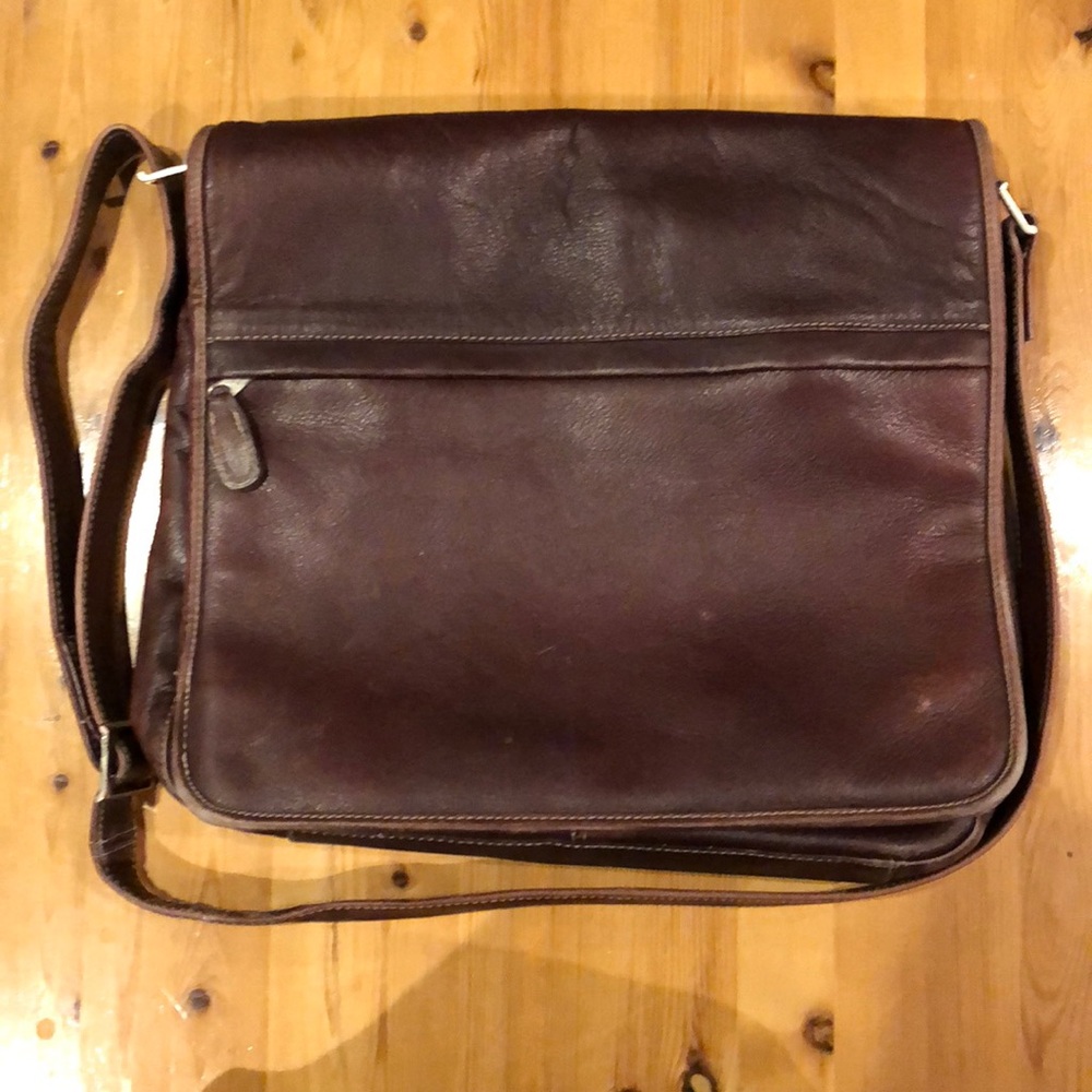 Mean leather messenger bag